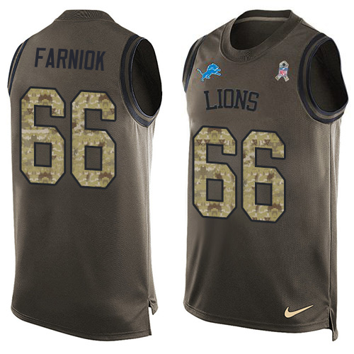 Lions #66 Matt Farniok Green Men's Stitched Limited Salute To Service Tank Top Jersey cheap jerseys for sale - CheapJerseys.Shop
