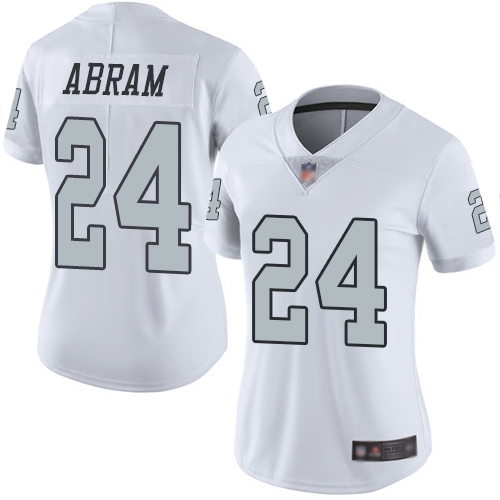 Raiders #24 Johnathan Abram White Women's Stitched Limited Rush Jersey cheap jerseys for sale - CheapJerseys.Shop