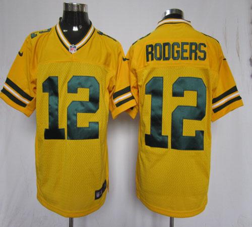 Packers #12 Aaron Rodgers Yellow Alternate Men's Stitched Elite Jersey cheap jerseys for sale - CheapJerseys.Shop