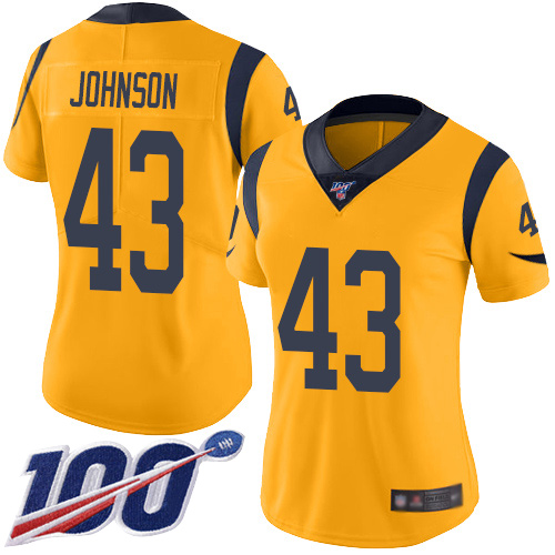 Los Angeles Rams #43 John Johnson Gold Women's Stitched Limited Rush 100th Season Jersey Womens cheap jerseys for sale - CheapJerseys.Shop