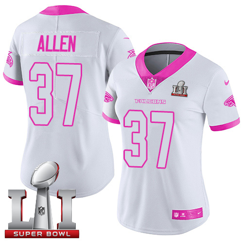 Atlanta Falcons #37 Ricardo Allen White/Pink Super Bowl LI 51 Women's Stitched Limited Rush Fashion Jersey Womens cheap jerseys for sale - CheapJerseys.Shop