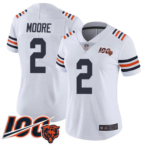Bears #2 D.J. Moore White Women's Stitched 100th Season Vapor Limited Jersey cheap jerseys for sale - CheapJerseys.Shop