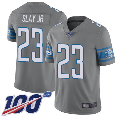 Detroit Lions #23 Darius Slay Jr Gray Men's Stitched Limited Rush 100th Season Jersey Men's cheap jerseys for sale - CheapJerseys.Shop