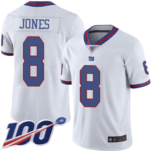 Giants #8 Daniel Jones White Men's Stitched Limited Rush 100th Season Jersey cheap jerseys for sale - CheapJerseys.Shop
