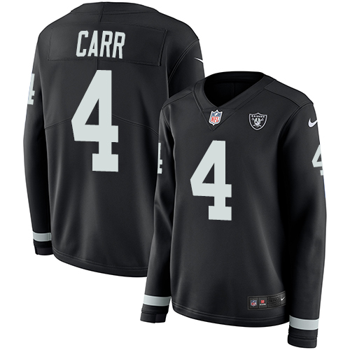 Raiders #4 Derek Carr Black Team Color Women's Stitched Limited Therma Long Sleeve Jersey cheap jerseys for sale - CheapJerseys.Shop
