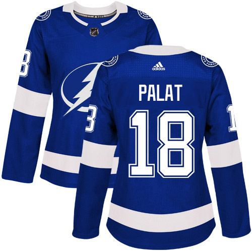 Tampa Bay Lightning #18 Ondrej Palat Blue Home Authentic Women's Stitched Jersey Womens cheap jerseys for sale - CheapJerseys.Shop