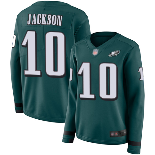 Philadelphia Eagles #10 DeSean Jackson Midnight Green Team Color Women's Stitched Limited Therma Long Sleeve Jersey Womens cheap jerseys for sale - CheapJerseys.Shop