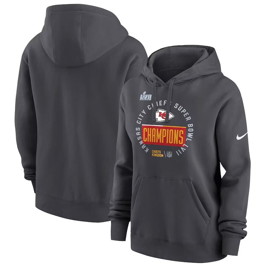 Kansas City Chiefs Anthracite Women's Super Bowl LVII Champions Locker Room Trophy Collection Pullover Hoodie cheap jerseys for sale - CheapJerseys.Shop