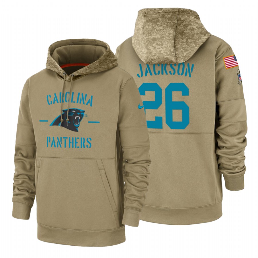 Carolina Panthers #26 Donte Jackson Tan 2019 Salute To Service Name & Number Sideline Therma Pullover Hoodie cheap jerseys for sale - CheapJerseys.Shop