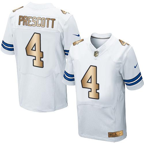 Cowboys #4 Dak Prescott White Men's Stitched Elite Gold Jersey cheap jerseys for sale - CheapJerseys.Shop