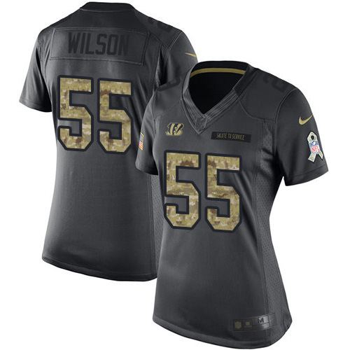 Cincinnati Bengals #55 Logan Wilson Black Women's Stitched Limited 2016 Salute to Service Jersey Womens cheap jerseys for sale - CheapJerseys.Shop