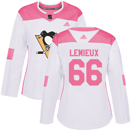 Pittsburgh Penguins #66 Mario Lemieux White/Pink Authentic Fashion Women's Stitched Jersey Womens cheap jerseys for sale - CheapJerseys.Shop