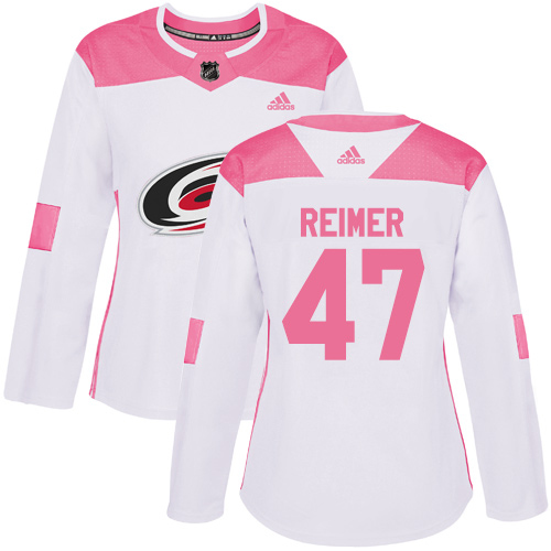 Carolina Hurricanes #47 James Reimer White/Pink Authentic Fashion Women's Stitched Jersey Womens cheap jerseys for sale - CheapJerseys.Shop