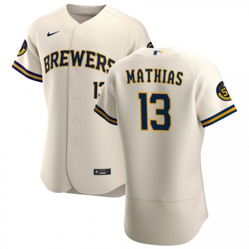 Milwaukee Milwaukee Brewers #13 Mark Mathias Men's Cream Home 2020 Authentic Player Jersey Men's cheap jerseys for sale - CheapJerseys.Shop