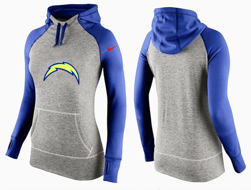 Women's Los Angeles Chargers Performance Hoodie Grey & Blue_2 cheap jerseys for sale - CheapJerseys.Shop