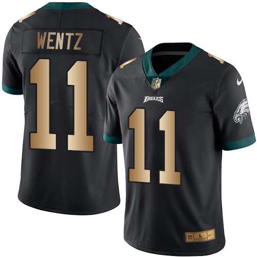 Philadelphia Eagles #11 Carson Wentz Black Men's Stitched Limited Gold Rush Jersey Men's cheap jerseys for sale - CheapJerseys.Shop