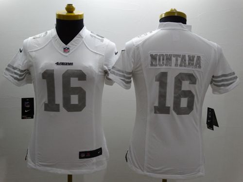 49ers #16 Joe Montana White Women's Stitched Limited Platinum Jersey cheap jerseys for sale - CheapJerseys.Shop