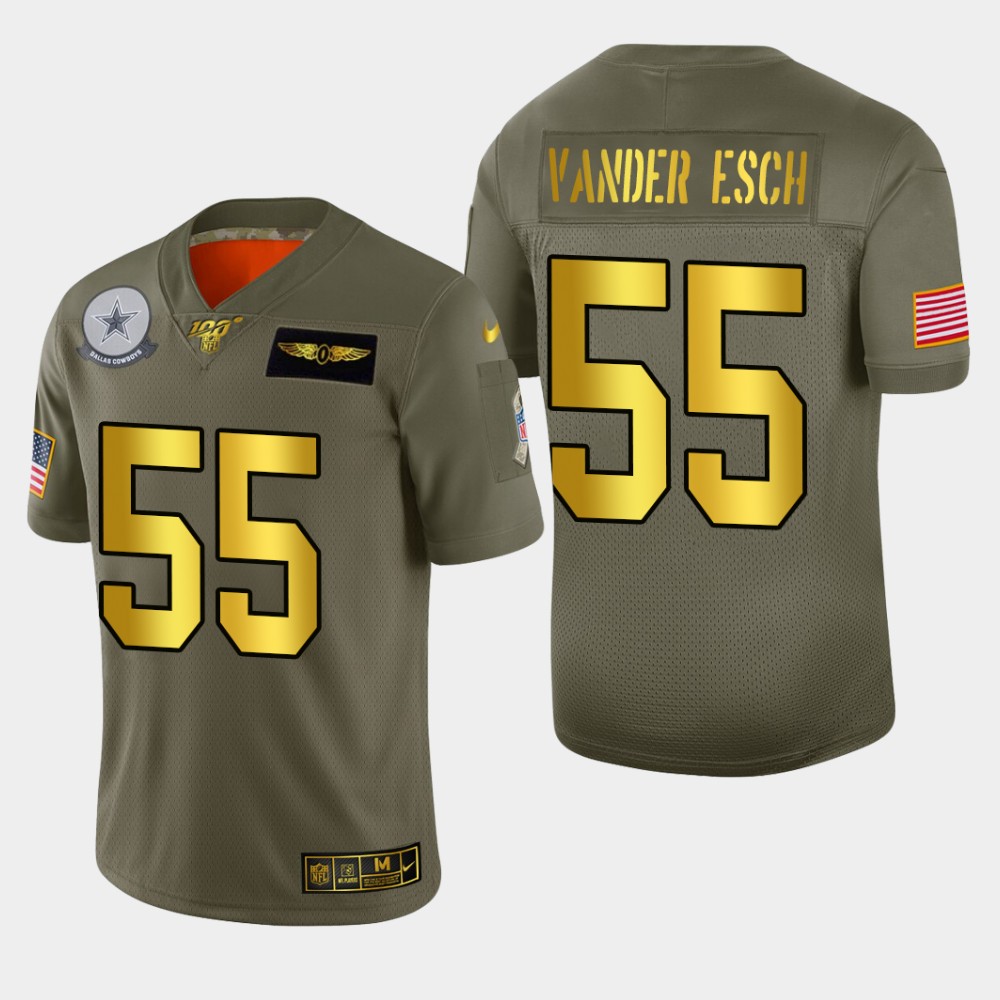Dallas Cowboys #55 Leighton Vander Esch Men's Olive Gold 2019 Salute To Service Limited 100 Jersey cheap jerseys for sale - CheapJerseys.Shop