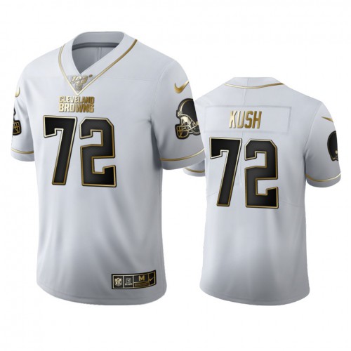 Cleveland Cleveland Browns #72 Eric Kush Men's White Golden Edition Vapor Limited 100 Jersey Men's cheap jerseys for sale - CheapJerseys.Shop