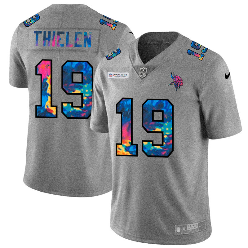 Minnesota Vikings #19 Adam Thielen Men's Multi-Color 2020 Crucial Catch Jersey Greyheather cheap jerseys for sale - CheapJerseys.Shop
