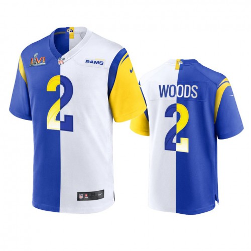 Los Angeles Los Angeles Rams #2 Robert Woods Men's Super Bowl LVI Patch Royal White Split Game Limited Jersey Men's cheap jerseys for sale - CheapJerseys.Shop