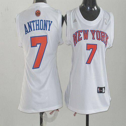 New York Knicks #7 Carmelo Anthony White Fashion Womens Stitched Jersey Womens cheap jerseys for sale - CheapJerseys.Shop