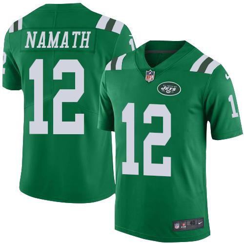 Jets #12 Joe Namath Green Men's Stitched Elite Rush Jersey cheap jerseys for sale - CheapJerseys.Shop