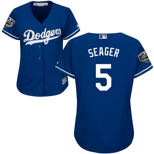 Los Angeles Dodgers #5 Corey Seager Blue Alternate 2018 World Series Women's Stitched Jersey Womens cheap jerseys for sale - CheapJerseys.Shop