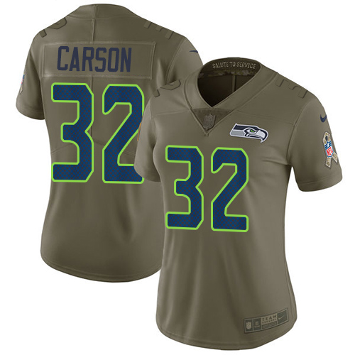 Seattle Seahawks #32 Chris Carson Olive Women's Stitched Limited 2017 Salute to Service Jersey Womens cheap jerseys for sale - CheapJerseys.Shop