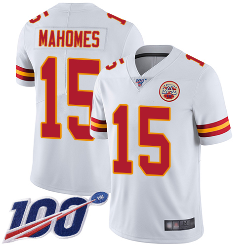Chiefs #15 Patrick Mahomes White Youth Stitched 100th Season Vapor Limited Jersey cheap jerseys for sale - CheapJerseys.Shop