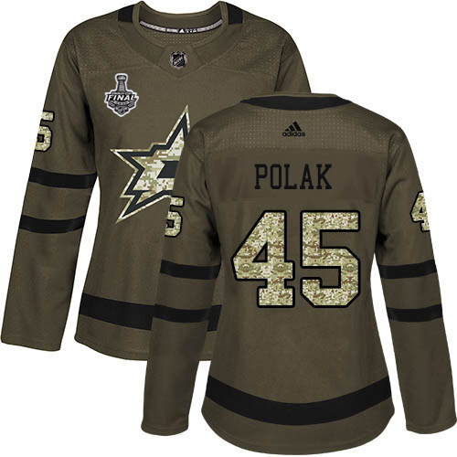 Dallas Stars #45 Roman Polak Green Salute to Service Women's 2020 Stanley Cup Final Stitched Jersey Womens cheap jerseys for sale - CheapJerseys.Shop