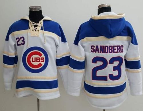 Cubs #23 Ryne Sandberg White Sawyer Hooded Sweatshirt Hoodie cheap jerseys for sale - CheapJerseys.Shop