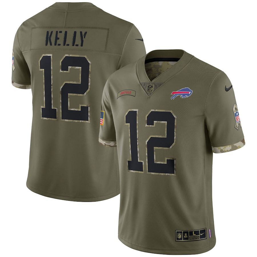 Buffalo Bills #12 Jim Kelly Men's 2022 Salute To Service Limited Jersey - Olive cheap jerseys for sale - CheapJerseys.Shop