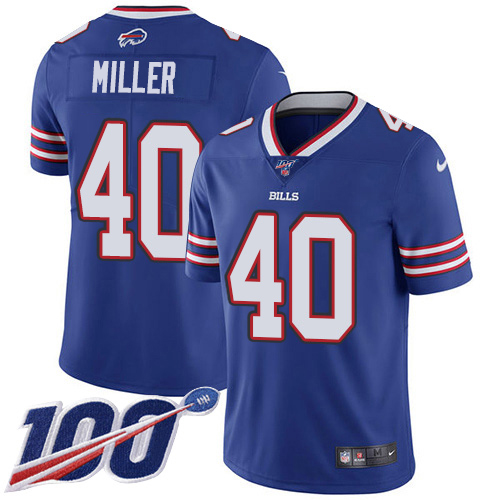 Bills #40 Von Miller Royal Blue Team Color Men's Stitched 100th Season Vapor Untouchable Limited Jersey cheap jerseys for sale - CheapJerseys.Shop