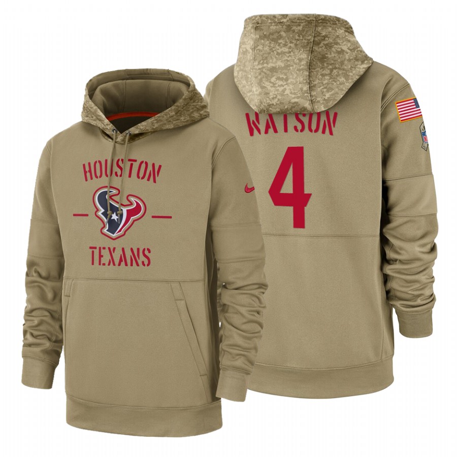 Houston Texans #4 Deshaun Watson Tan 2019 Salute To Service Name & Number Sideline Therma Pullover Hoodie cheap jerseys for sale - CheapJerseys.Shop
