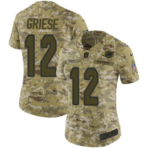 Miami Dolphins #12 Bob Griese Camo Women's Stitched Limited 2018 Salute to Service Jersey Womens cheap jerseys for sale - CheapJerseys.Shop