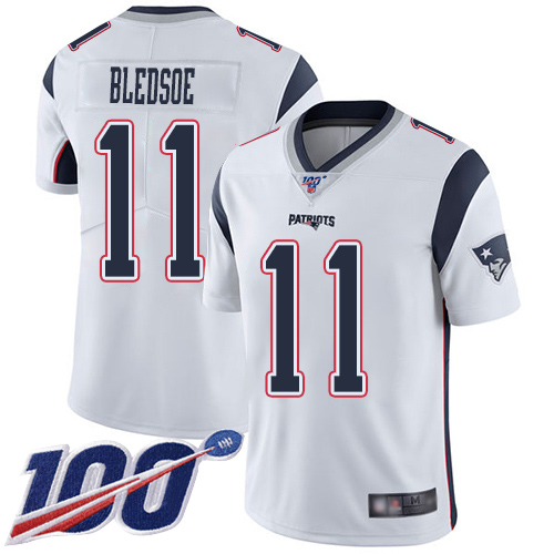 New England Patriots #11 Drew Bledsoe White Men's Stitched 100th Season Vapor Limited Jersey Men's cheap jerseys for sale - CheapJerseys.Shop