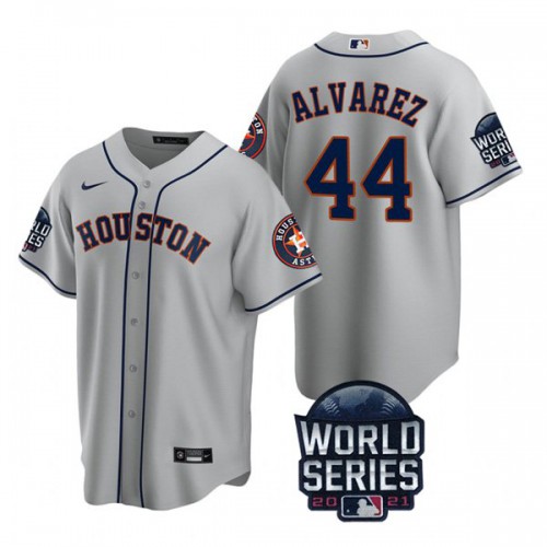 Houston Houston Astros #44 Yordan Alvarez Men's 150th Anniversary 2021 World Series Game Jersey - Gray Men's cheap jerseys for sale - CheapJerseys.Shop