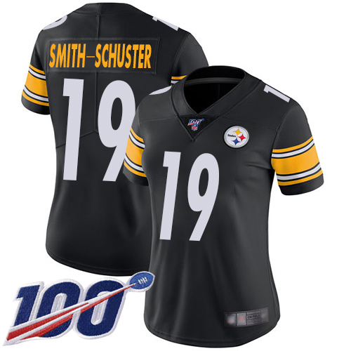 Pittsburgh Steelers #19 JuJu Smith-Schuster Black Team Color Women's Stitched 100th Season Vapor Limited Jersey Womens cheap jerseys for sale - CheapJerseys.Shop