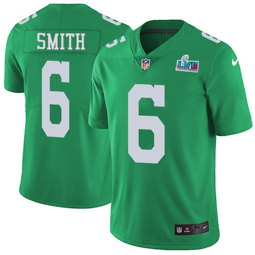 Eagles #6 DeVonta Smith Green Super Bowl LVII Patch Men's Stitched Limited Rush Jersey cheap jerseys for sale - CheapJerseys.Shop