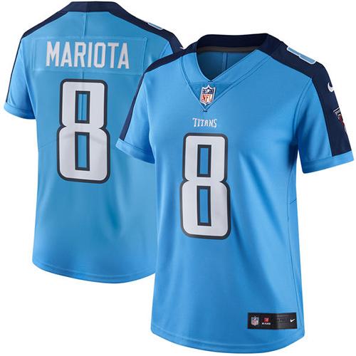 Tennessee Titans #8 Marcus Mariota Light Blue Women's Stitched Limited Rush Jersey Womens cheap jerseys for sale - CheapJerseys.Shop