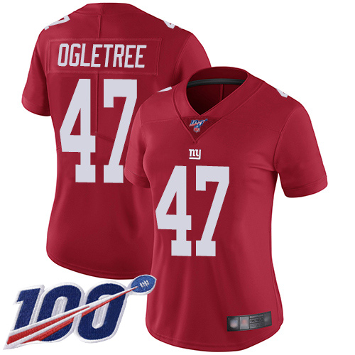 New York Giants #47 Alec Ogletree Red Alternate Women's Stitched 100th Season Vapor Limited Jersey Womens cheap jerseys for sale - CheapJerseys.Shop