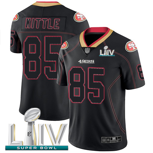 49ers #85 George Kittle Lights Out Black Super Bowl LIV 2020 Men's Stitched Limited Rush Jersey cheap jerseys for sale - CheapJerseys.Shop