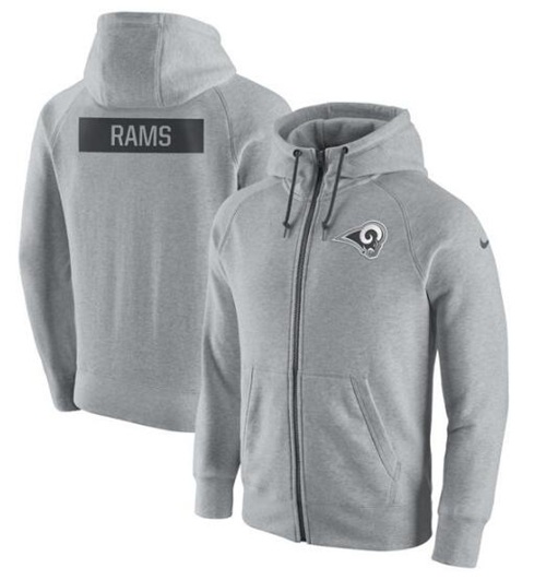 Men's Los Angeles Rams Ash Gridiron Gray 2.0 Full-Zip Hoodie cheap jerseys for sale - CheapJerseys.Shop
