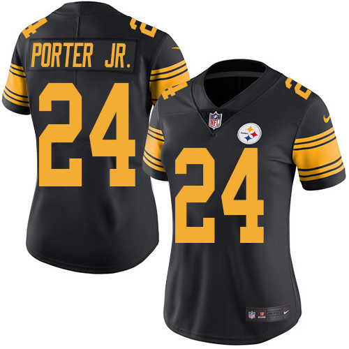 Steelers #24 Joey Porter Jr. Black Women's Stitched Limited Rush Jersey cheap jerseys for sale - CheapJerseys.Shop