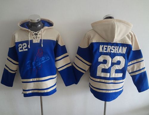 Dodgers #22 Clayton Kershaw Blue Sawyer Hooded Sweatshirt Hoodie cheap jerseys for sale - CheapJerseys.Shop