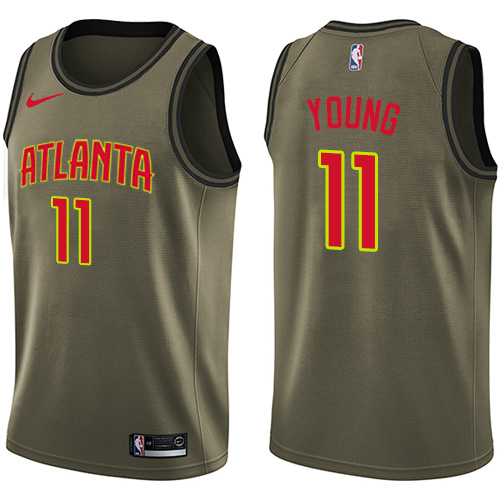 Atlanta Hawks #11 Trae Young Green Youth Swingman Salute to Service Jersey Youth cheap jerseys for sale - CheapJerseys.Shop