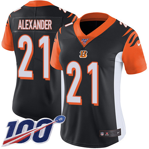 Cincinnati Bengals #21 Mackensie Alexander Black Team Color Women's Stitched 100th Season Vapor Untouchable Limited Jersey Womens cheap jerseys for sale - CheapJerseys.Shop
