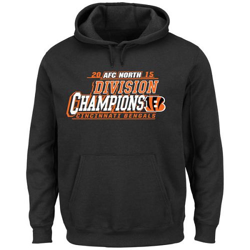 Men's Cincinnati Bengals Majestic Black 2015 AFC North Division Champions Pullover Hoodie cheap jerseys for sale - CheapJerseys.Shop