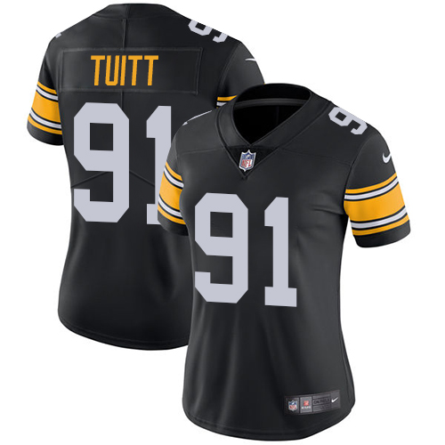 Pittsburgh Steelers #91 Stephon Tuitt Black Alternate Women's Stitched Vapor Untouchable Limited Jersey Womens cheap jerseys for sale - CheapJerseys.Shop